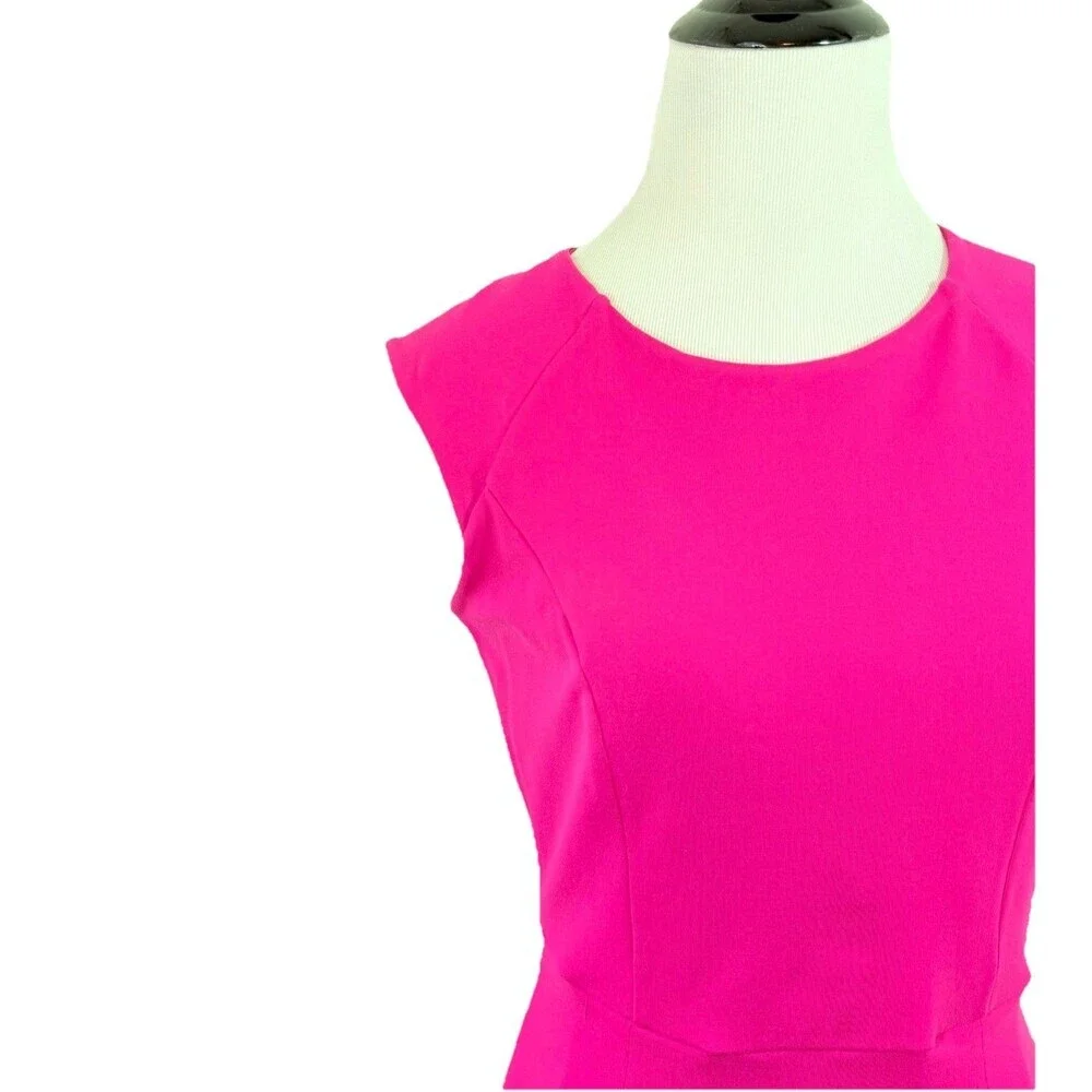 Susana Monaco Crew Neck Tank Dress Hot Pink Pleated M MSRP $155 - Picture 5 of 7